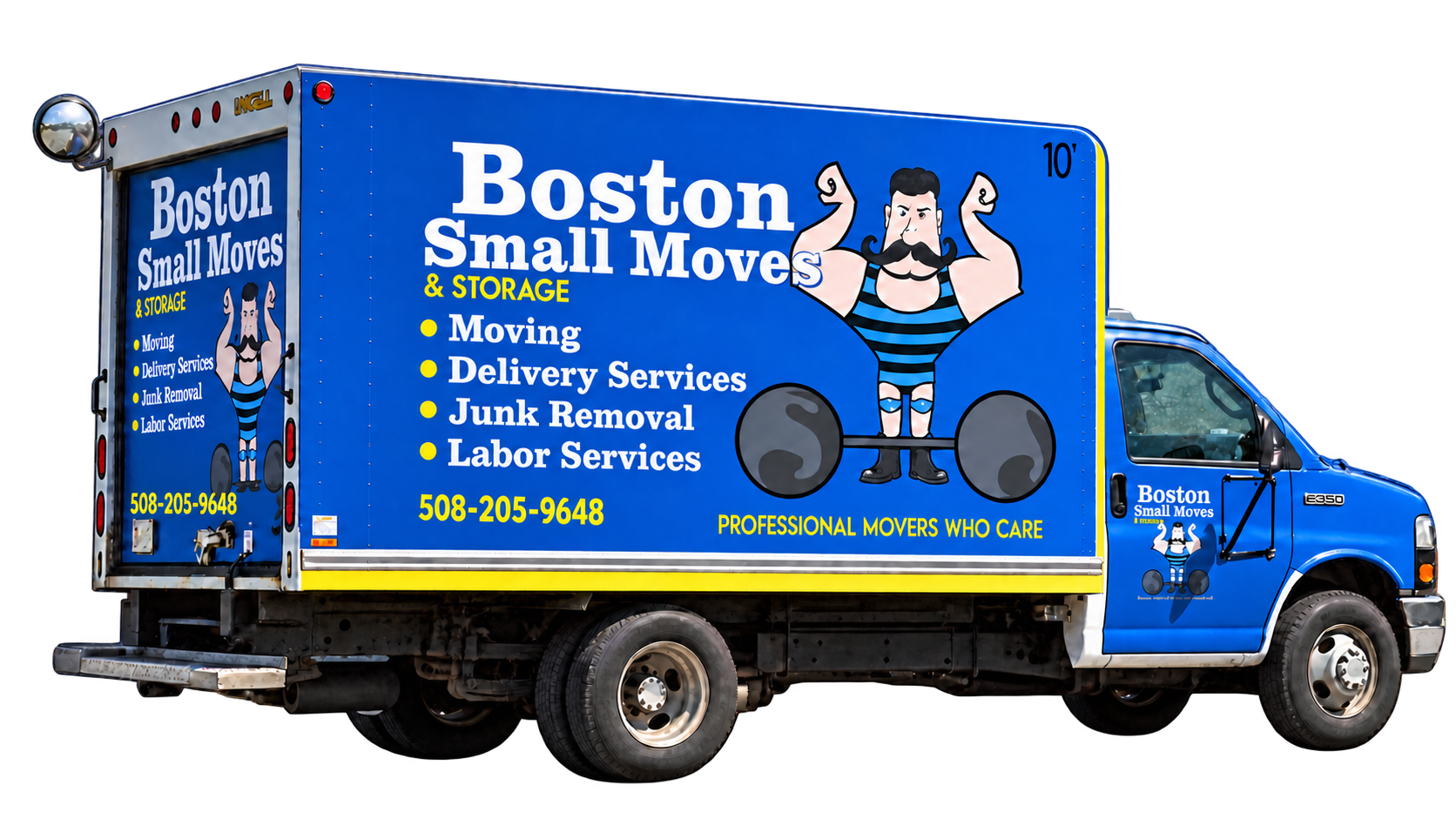 Boston Small Moves blue truck for apartment and long distance moving